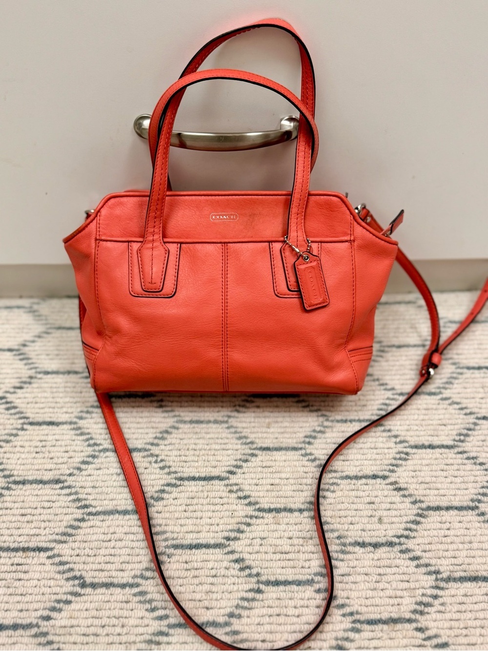 COACH Taylor Bette Mini Tote F27661 Coral Pink Leather 2-Way Crossbody Satchel - Picture 2 of 16